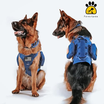 Dog Harness Medium Sized,Tactical Dog Harness with Handle,No Pull Military Style Service Dog Vest with Pockets Adjustable for Medium Large Dogs,Blue,Chest 22-35" - color: Blue, size: M:Chest 22-35",Fit 30-80lbs