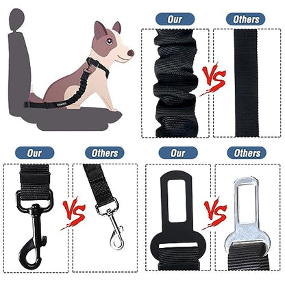 Dog Seat Belt,3 Piece Set Retractable Dog Car Adjustable Seatbelts for Vehicle Nylon Pet Safety Heavy Duty & Elastic & Durable Car Harness for Dogs - color: Set 07-Black+Grey Blue