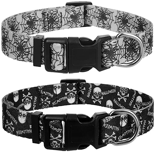 Halloween Dog Collar for Small Dogs Pack of 2, Breakaway Puppy Collar for Holiday - color: Halloween, size: S
