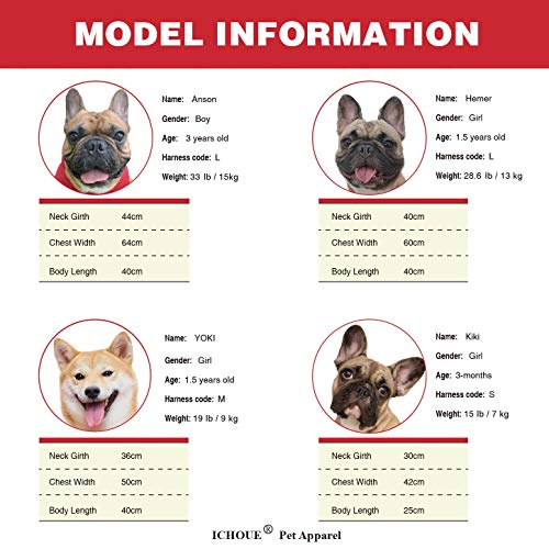 iChoue French Bulldog Harness Adjustable Padded Locked Buckle with Handle for Frenchie Pug English Boston Terrier Dogs, Red, Small - color: A Harness Red, size: Small ( 5 - 25 lbs )