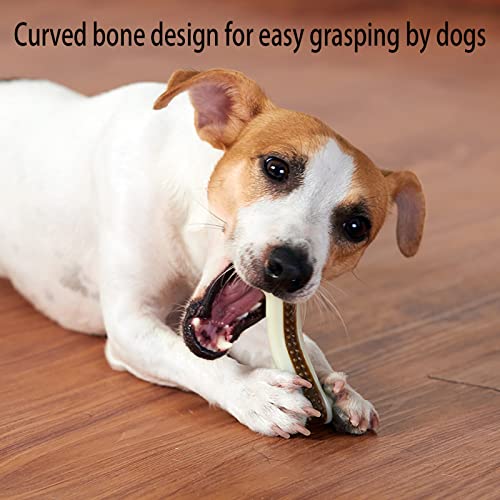Dog Bones Chew Toys for Aggressive Chewers, 3 Pack Real Beef Flavor,Indestructible Dog Teething Chew Toys for Large/Medium/Small Puppies Breed,Tough Pet Toy with Nylon - size: 3 PCS-Beef Flavor