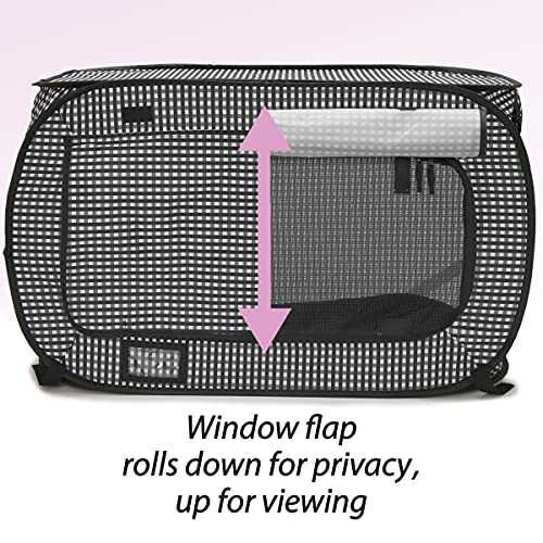 Necoichi Stress-Free Enclosure Cat Travel Carrier Cage 31.8" L x 20.0" W x 20.0" H Collapsible Gray White Stripes | Pop up Kannel, Crates - style: Cage
