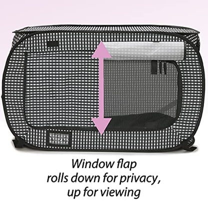Necoichi Stress-Free Enclosure Cat Travel Carrier Cage 31.8" L x 20.0" W x 20.0" H with Litter Box Set Collapsible Gray White Stripes | Pop up Kannel, Crates - style: Cage+Litter Box