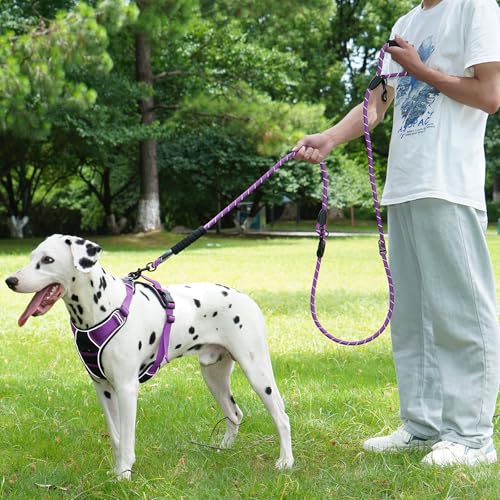 Cymiler Hands Free Dog Leash, 8 Ft Reflective Cross-Body Pet Rope Leashes with Sponge Handle, Heavy Duty Nylon, for Running, Hiking, Training, Waist Leash for Small Medium Large Dogs (Purple) - color: Purple