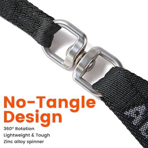 Double Dog Leash, No Tangle 360° Swivel, Adjustable Two Padded Handles, Double Clip Dog Leash Coupler Splitter Breeds (Black, 4/5'' x 4.8 FT, Std) - color: Black, size: Std M/L Handle