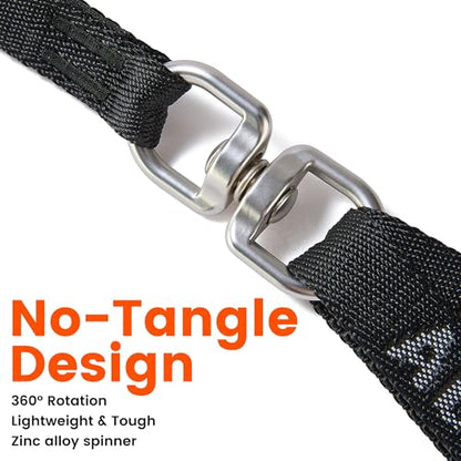 Double Dog Leash, No Tangle 360° Swivel, Adjustable Two Padded Handles, Double Clip Dog Leash Coupler Splitter Breeds (Black, 4/5'' x 4.8 FT, Std) - color: Black, size: Std M/L Handle