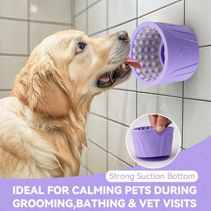 Dog Slow Feeder Lick Bowl, Anxiety Relief Dog Licking Mat Treat Dispenser, Non-Slip Anti-Choking Slow Eating Lick Bowl for Small Medium and Large Breed Dogs, BPA Free Silicone (Purple,M-L) - color: Purple, size: M-L