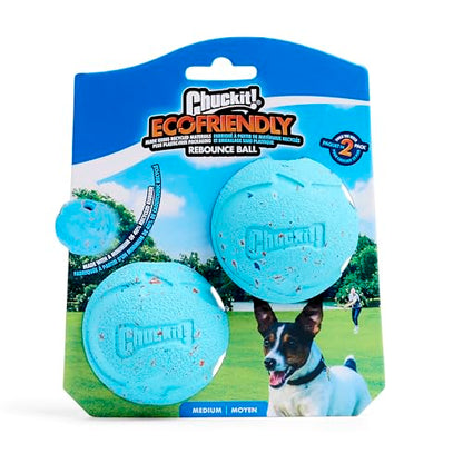 Chuckit! Rebounce Ball Dog Toy - Bouncy Fetch Balls for Dogs 20-60 lbs - Made from Durable Rubber - Outdoor Pet Toys - Size Medium - 2.5-inch Diameter - Pack of 2 - Blue