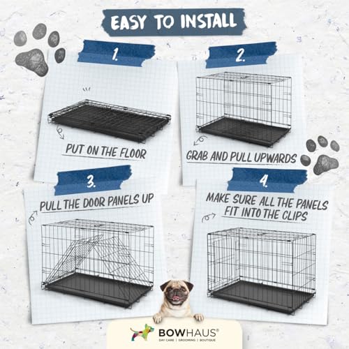 CAPHAUS Foldable Dog Crate Wire Metal Dog Kennel w/Divider Panel, Leak-Proof Pan & Protecting Feet, Single & Double Door, Small, Medium & Large Dog Crate Indoor Wire Dog Cage, 30” w/Easy-Flick Lock - size: 30.1"L x 18.5"W x 20.4"H