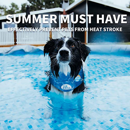 ALL FOR PAWS Dog Cooling Bandana, Cooling Bandanas for Large Dogs, Dog Cooling Neck Wrap, Cooling Scarf for Dogs, Blue Ice Dog Neck Cooler for Summer (L) - size: L