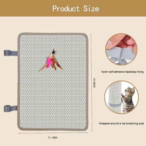 Cat Nail File Scratcher with 80-Grit Aluminum Oxide - Wrap-Around Design for Nail Trimming & Scratching Post Repair | Cat Scratchers That File Nails (Post Style1PCS) - size: 14.80"x11.10"-Post Style 1PCS