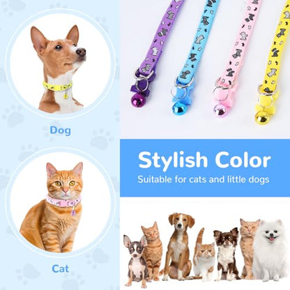XXS Dog Collar Teacup Dog Collar, Printed Dogs Collar, Mini Printed Dogs Collars, Teacup Dogs Collars for Puppies Cats, Pink, 3/8 inch Width - color: Pink