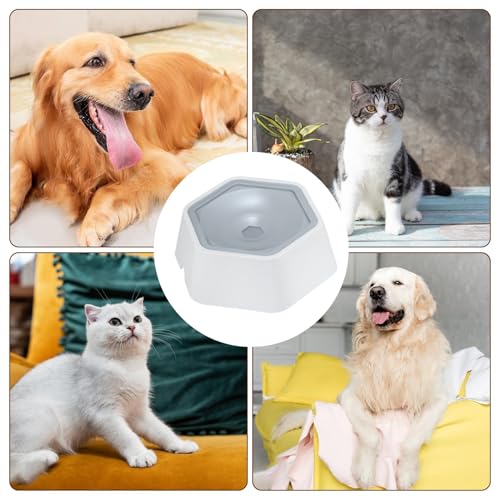 Splash Guard Water Bowl – Floating Disc Feeder, Stable Base Construction, Moisture Control | Cat Dog Hydration Accessory for Floors Furniture Protection - color: Gray