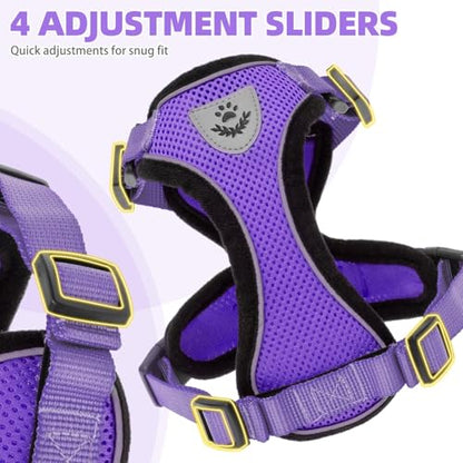 PUPTECK Cat Harness and Leash Set Escape Proof Reflective Cat Walking Harness Adjustable Soft Breathable Mesh Vest for Small Pets, Purple, XS - color: Purple, size: XS (NECK 8.5", CHEST 11"-14")