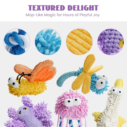 Nocciola Plush Squeaky Dog Toys, Cute Durable Stuffed Crinkle Puppy Pet Chew Toys for Large Medium Small Dogs - Dragonfly - style: Dragonfly