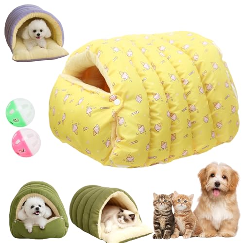 Removable and Washable Winter Closed-Off Cat Bed, Soft Fluffy Warm Autumn/Winter Cats House, Washable Non-Slip Pet Sleeping Bag for Indoor Cats Small Dogs (E,Medium) - color: E, size: Medium