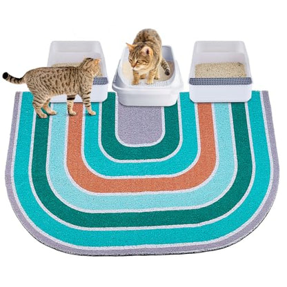Cat Litter Mat Quality Litter Box Mat Large Non-Slip Cat Litter Mat Litter Trapping Mat Soft Kitty Litter Mat Compatible Two Litter Boxes Cat Products Easy to Clean,Green,XL - color: Blue, size: XL(40" x 30")