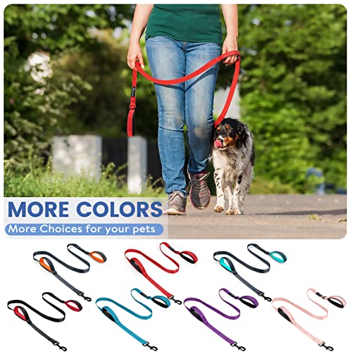 Dog Leash for Large Medium Dogs - 6 ft Reflective Stitching Pet Leash with 2 Traffic Padded Handles - Black 1 Pack - color: Black 1 Pack, size: 6 ft x 1 in