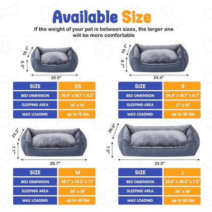 Rectangle Dog Bed for Medium Size Dog with Removable Washable Cover Pet Bed with Bolster Sides Non-Slip Bottom Pet Sofa Waterproof Lining Durable Pet Cuddler, Dark Grey, 29x 23x 7.1 in - color: Dark Grey, size: 29"L x 23"W x 7.1"Th