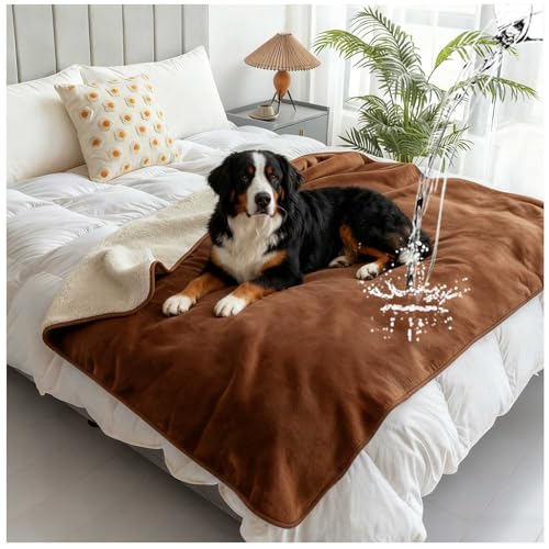 Waterproof Pet Blanket for Bed, Reversible Soft Flannel Love Blanket, Bed Blanket for Couples Washable, Spill-Proof Dog Throw Blanket for Couch, Sofa Protect, Camping,Coffee Brown,12"x12" - color: Coffee Brown, size: 12"x12"