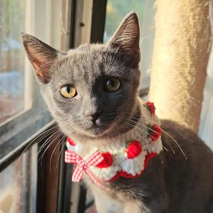 Cat Collar Breakaway, Kitten Collar with Cute Bow Tie Strawberry Pattern Comfortable for Kitty and Small Puppies, Bandana Fits Neck 2-3 Inches (White) - color: white