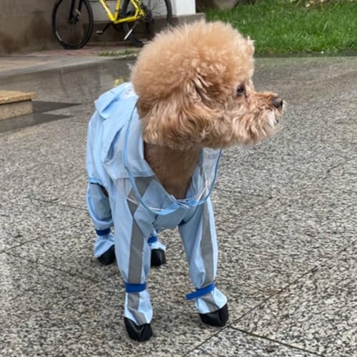 Dog Raincoat with Boots,Waterproof Dog Raincoats with Hood,Raincoat with Reflective Strap, Lightweight Rain Jacket with Leash Hole (Blue Cloud (Detachable Tail), S (3-5lb)) - color: Blue Cloud (detachable tail), size: S (3-5lb)