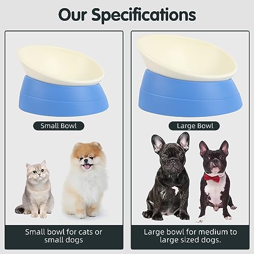Bulldog Bowl Anti-Slip Dog Cat Dish Detachable Rubber Dog Bowl Pet Sterile Tilted Pet Feeder Slope Base (Blue, 2 Cup (Small/Medium Dog)) - color: Blue, size: 2 Cup ( Small/Medium Dog )