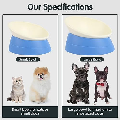 Bulldog Bowl Anti-Slip Dog Cat Dish Detachable Rubber Dog Bowl Pet Sterile Tilted Pet Feeder Slope Base (Blue, 2 Cup (Small/Medium Dog)) - color: Blue, size: 2 Cup ( Small/Medium Dog )