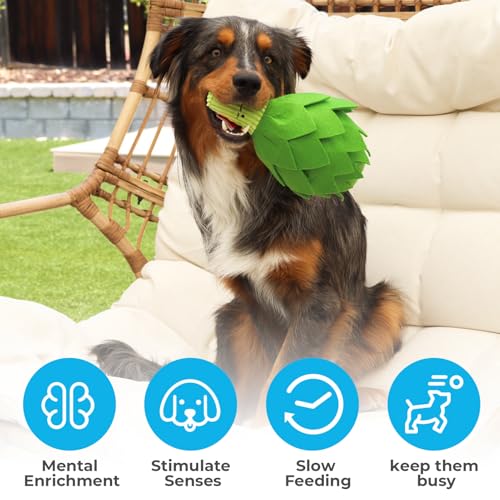Dog Toys Plush with Squeaky & Treat Hiding Features - Mental Stimulation Enrichment Toy for Large Breed Dogs - Machine Washable Slow Feeder to Keep Dogs Busy，Artichoke - color: Artichoke -1