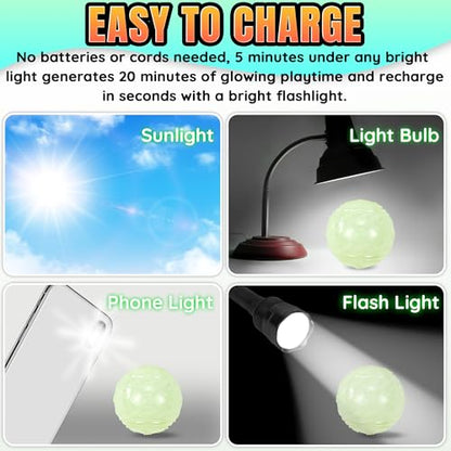 LECHONG 4-Pack 3.5” Glow Squeaky Dog Balls,Bouncy Glow in The Dark Dog Ball with Squeaker, Durable Dog Rubber Ball Toys Glowing Fetch Balls for Medium Large Dogs Nighttime Playing Indoors & Outdoors - size: 3.5in Large