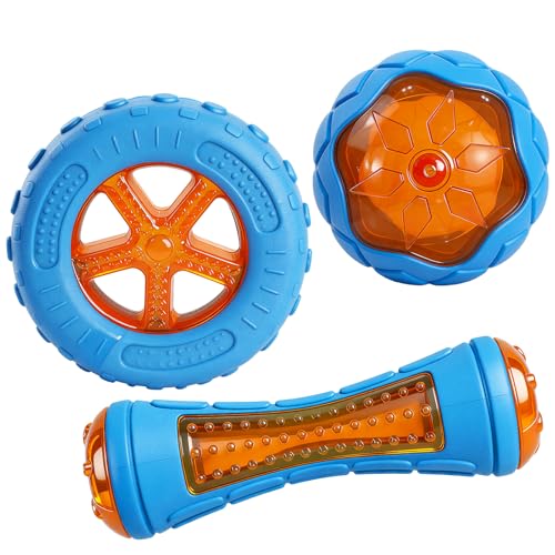 3 Pcs Dog Pool Floating Toys,TPR Bite Resistant Squeaky Dog Water Toy for Medium Large Dog,Interactive Dog Toys for Throwing Fetching,for Summer Outdoor Lake Beach Training Playing with storage bag