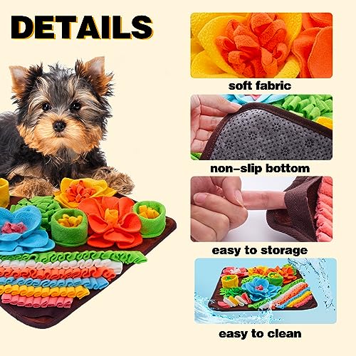 Snuffle Mat for Dogs, Sniff Mat Slow Feeding Mat for Small Pets Cats, Rabbits - Help Stress Relief and Training - Stimulate Your Pet's Foraging Skills! (Brown) - color: Brown