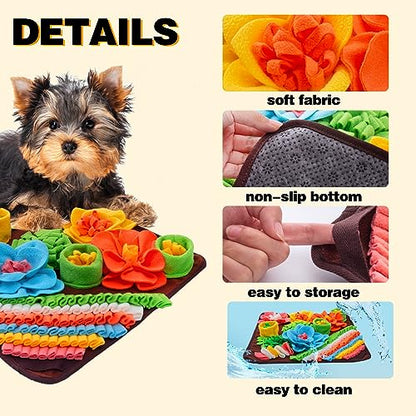 Snuffle Mat for Dogs, Sniff Mat Slow Feeding Mat for Small Pets Cats, Rabbits - Help Stress Relief and Training - Stimulate Your Pet's Foraging Skills! (Brown) - color: Brown