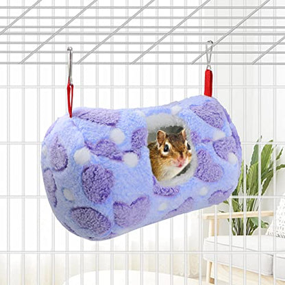 Litewoo Sugar Glider Sleeping Pouch Small Animal Hammock, Hanging Bed Warm Cotton Nest for Rat Hamster Gerbil Sugar Glider Chinchilla Squirrel Guinea Pig (Medium Blue) - color: BLUE
