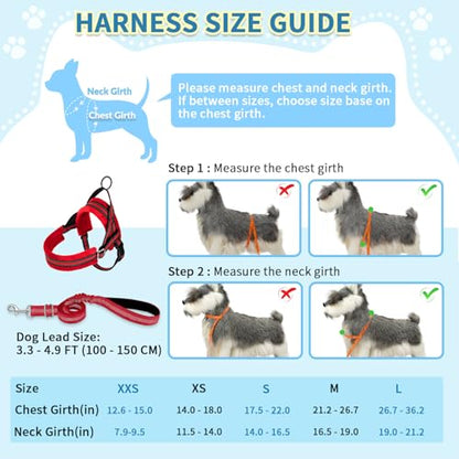 SlowTon No Pull Small Dog Harness and Leash Set, Puppy Soft Vest Harness Neck & Chest Adjustable, Reflective Lightweight Harness & Anti-Twist Pet Lead Combo for Small Medium Dogs (R-Front Clip,XXS) - color: B-Red - With Front Clip, size: XX-Small