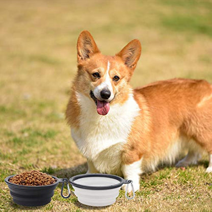 Collapsible Dog Bowl,2 Pack Portable and Foldable Pet Travel Bowls Collapsable Dog Water Feeding Bowls Dish for Dogs Cats and Small Animals,with Lids (Small, Black+White) - color: Black+White