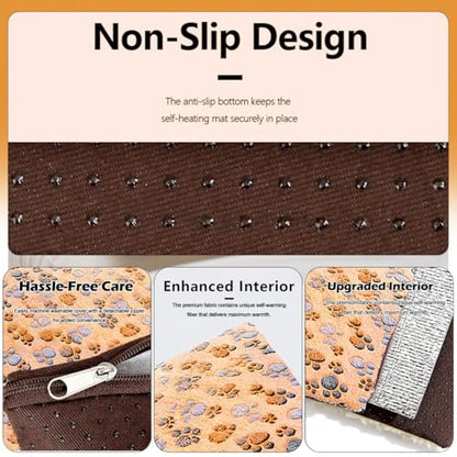 Self Warming Cat Bed, 28×20 inch Self Heating Cat Dog Mat, Non-Electric Warm Thermal Pet Pad for Indoor Outdoor Pets, Non-Slip Bottom, Washable (Coffee) - size: Large