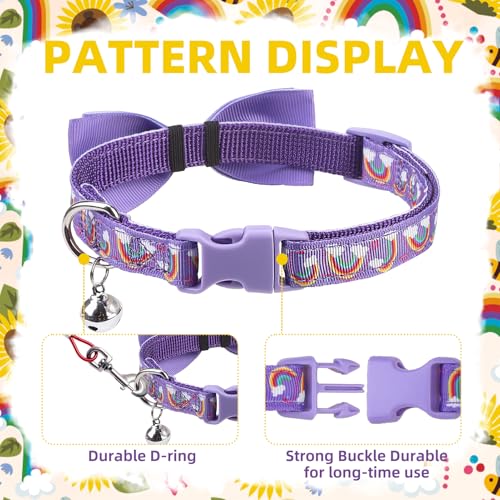 PUPTECK Bowtie Dog Collar with Bell 2 Packs, Adjustable Breakaway Puppy Collar, Sweet Gift for Small Dogs Pets, 11.8-15.7 in - color: Purple&Yellow, size: 11.8-15.7 in