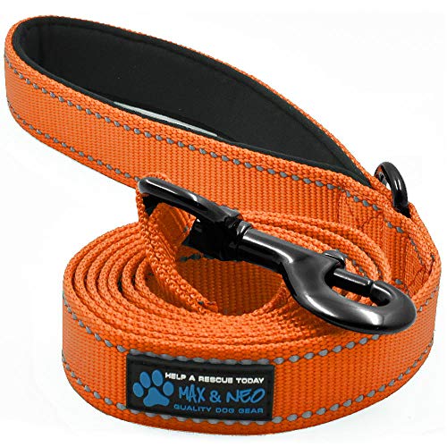 Max and Neo Reflective Nylon Dog Leash - We Donate One for Every One Sold (Orange, 4ft) - color: ORANGE, size: 4 FT x 1" Wide
