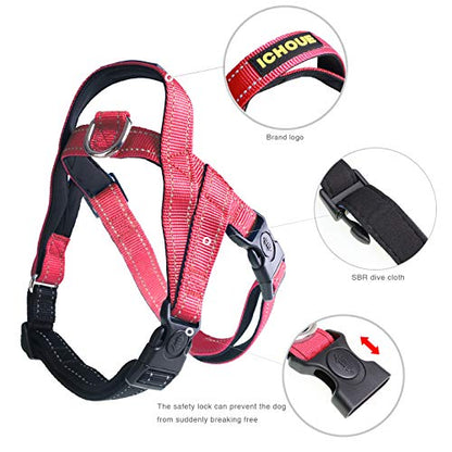 iChoue French Bulldog Harness and Leash Set Adjustable Padded Locked Buckle with Handle for Frenchie Pug English Boston Terrier Dogs, Red, Small - color: A Harness with Leash Red, size: Small ( 5 - 25 lbs )