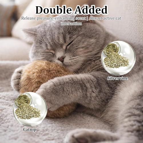6 PCS Fake Rabbit Fur Ball Cat, Catnip Ball for Indoor Cats, Fake Rabbit Fur Balls for Stimulating Hunting Instincts and Interactive Bonding Play, Set of 3.15 Inch Balls