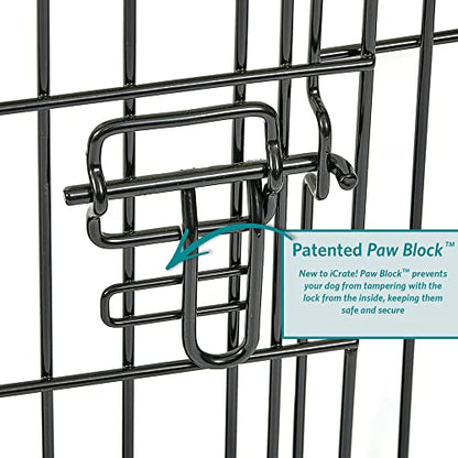 MidWest Homes for Pets 24-Inch iCrate for Small Breeds, 12-20 lbs, Single Door Folding Dog Crate with Divider Panel, Leak-Proof Tray & Secure Latch, Portable, Durable & Easy to Assemble - size: 24.8"L x 17.9"W x 19.5"H