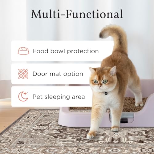 Lovewag Pets Cat Litter Mat 2 Pack - Large 36x48 Machine Washable Easy Clean Non-Slip Waterproof Mats for Cats - Caramel Creme - color: Caramel Creme, size: 36x48 inches (Pack of 2)