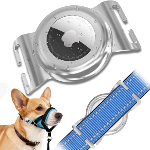 Chew-Proof Airtag Holder for Dogs, Heavy Duty Stainless Steel & Waterproof, Tough Protective Case for Dogs, Slide-On Design Fit for Most Collars and Straps, Full Coverage (Large, 1 Pack) - size: Large