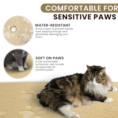 Andalus Small Cat Litter Mat, Pack of 2 - Waterproof, Non-Slip & Easy to Clean Cat Litter Box Mat for Extra Efficient Pet Litter-Trapping, Beige (15.75” X 11.75”) - color: Beige