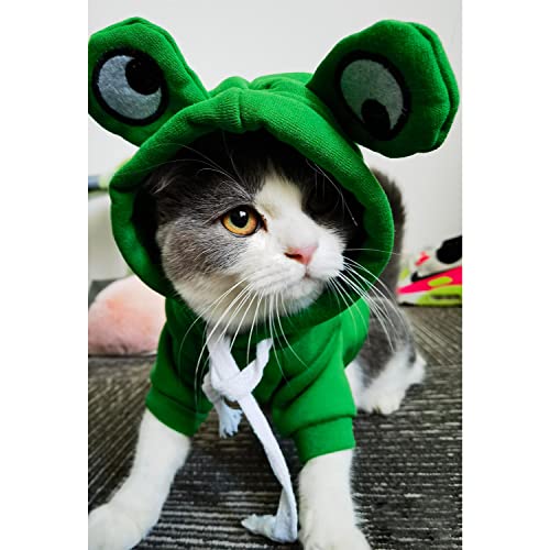 Dog Hoodie Basic Sweater Coat Cute - Frog Shape Warm Jacket Pet Cold Weather Clothes Outfit Outerwear for Cats Puppy Small Medium Dogs（XL） - color: Green Frog, size: X-Large