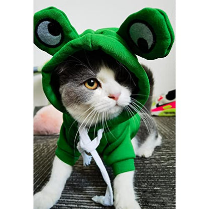 Dog Hoodie Basic Sweater Coat Cute - Frog Shape Warm Jacket Pet Cold Weather Clothes Outfit Outerwear for Cats Puppy Small Medium Dogs - color: Green Frog, size: Small