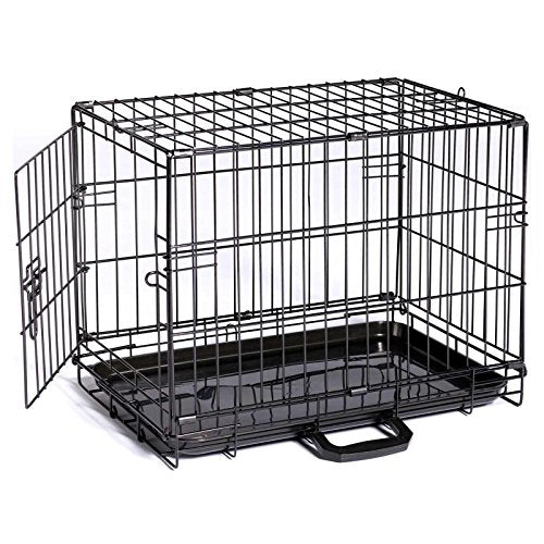 Prevue Pet Products Home On-The-Go Single Door Dog Crate - Extra Small Collapsible Dog Cage for Travel, Indoor, and Outdoor Use, Foldable Kennel Design, Deep Plastic Pan - XS, Black
