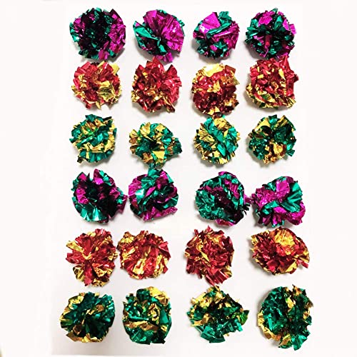 Mylar Crinkle Balls Cat Toys Interactive Crinkle Cat Toy Balls Independent Pet Kitten Cat Toys for Fat Cats Kittens Exercise, Soft and 2.36 to 2.5-Inch (24 Pack) - size: 24 Pack