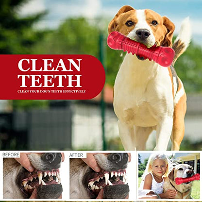 ZIKATON Dog Squeaky Toys for Aggressive Chewers, Durable Chew Toys for Large Medium Breed Dog, Dog Toys, Tough Durable Dogs Toys with Natural Rubber - color: A Red